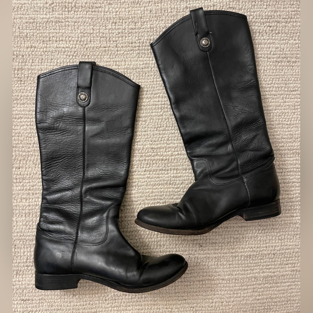Frye Melissa equestrian style tall black leather Boots size 8